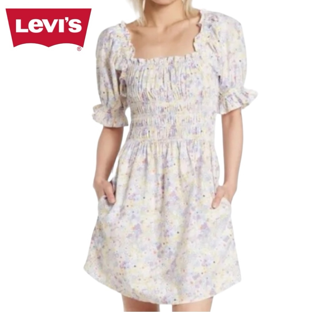 Levi Floral Smocked Dress Medium Brand New - Picture 1 of 12